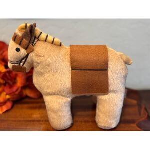 Horse Plush Stuffed Animal, Brown Japanese Haniwa Horse, Chinese Zodiac Decor